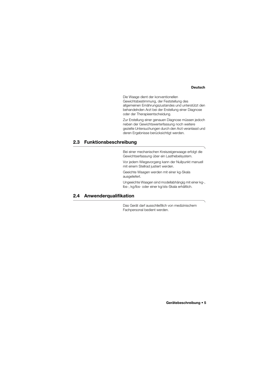 3 funktionsbeschreibung, 4 anwenderqualifikation | Seca 762 User Manual | Page 5 / 155