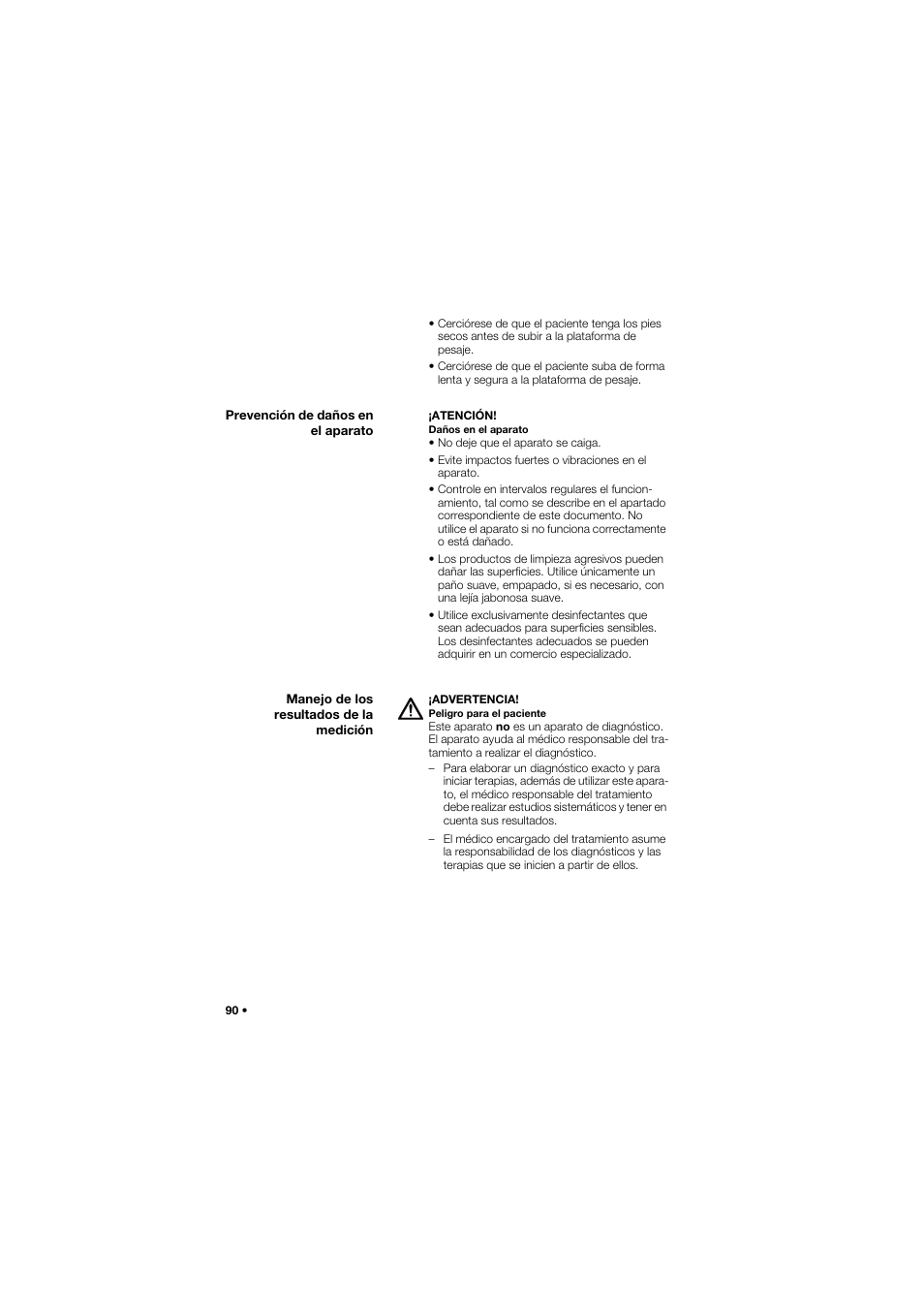 Prevención de daños en el aparato, Manejo de los resultados de la medición | Seca 762 User Manual | Page 90 / 155