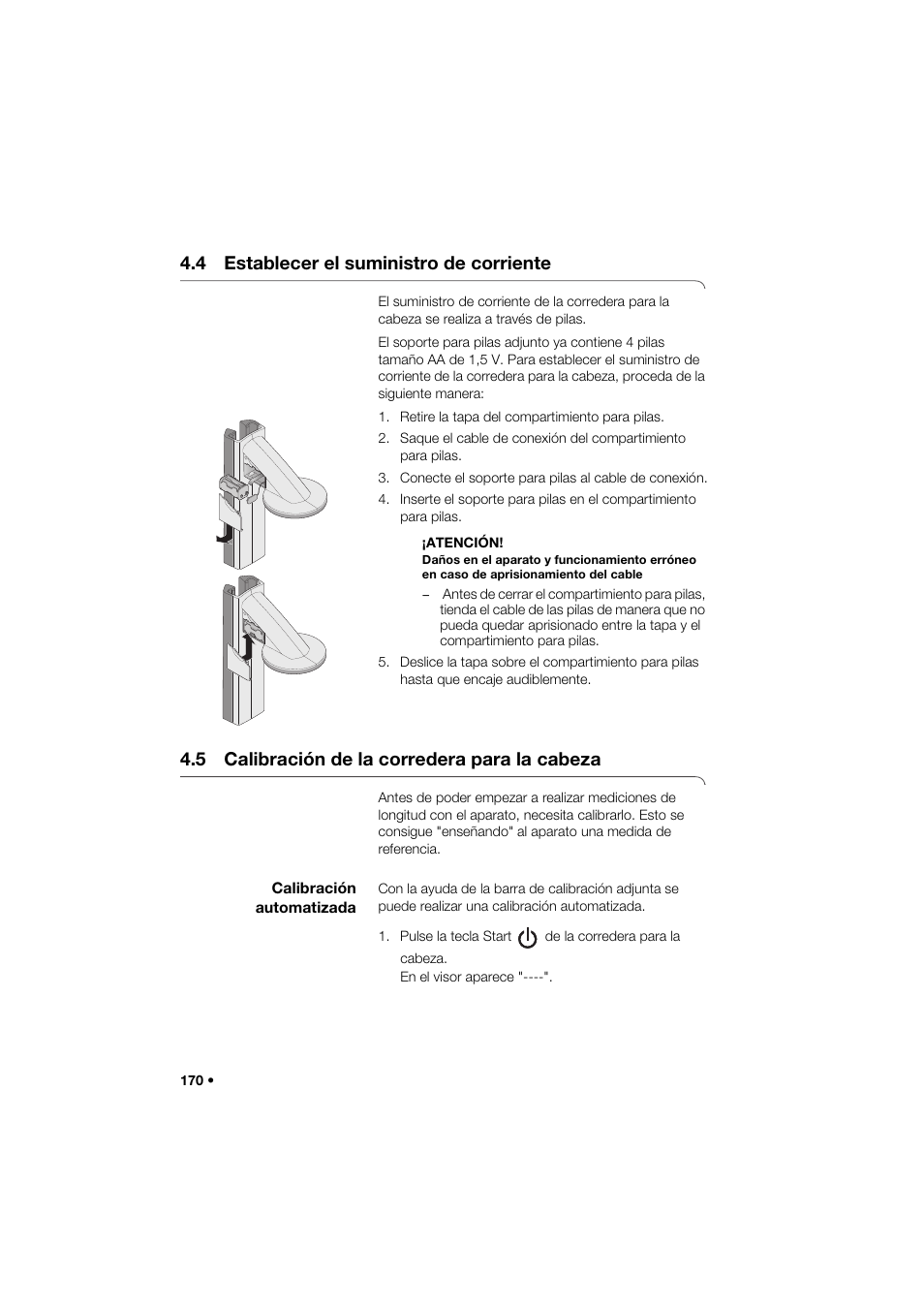 4 establecer el suministro de corriente, 5 calibración de la corredera para la cabeza, Calibración automatizada | Seca 264 User Manual | Page 170 / 275