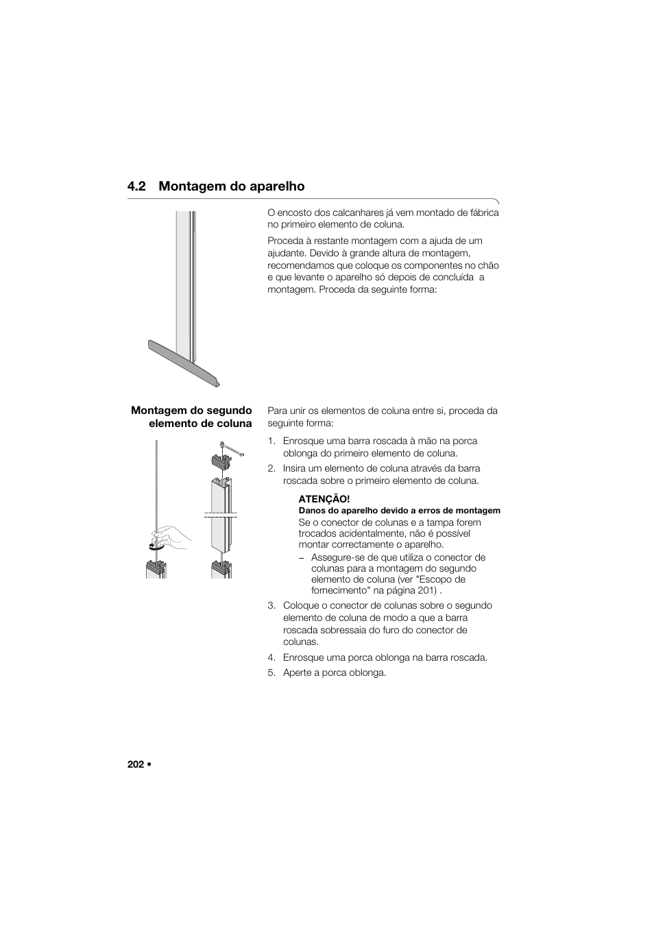 2 montagem do aparelho, Montagem do segundo elemento de coluna | Seca 264 User Manual | Page 202 / 275