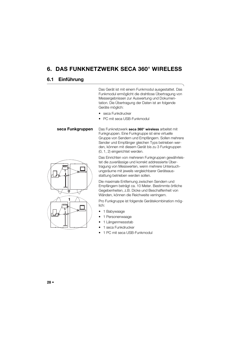 Das funknetzwerk seca 360° wireless, 1 einführung, Seca funkgruppen | Seca 264 User Manual | Page 28 / 275