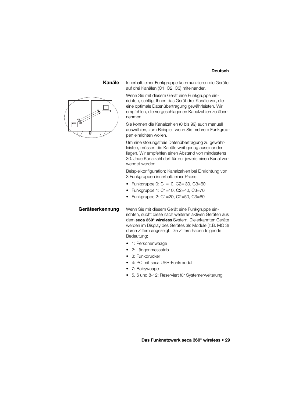 Kanäle, Geräteerkennung | Seca 264 User Manual | Page 29 / 275