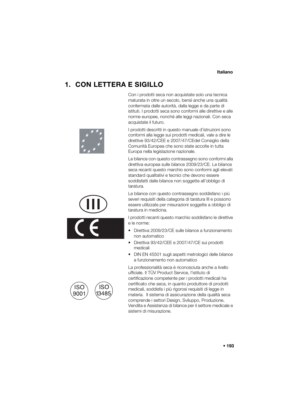 Con lettera e sigillo | Seca 285 User Manual | Page 193 / 451