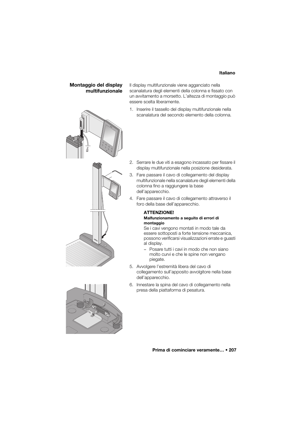 Montaggio del display multifunzionale | Seca 285 User Manual | Page 207 / 451