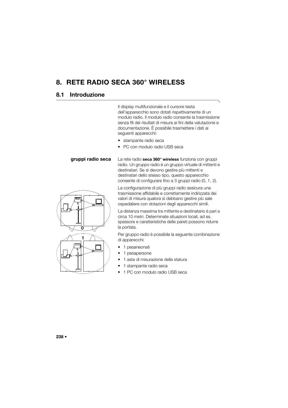 Rete radio seca 360° wireless, 1 introduzione, Gruppi radio seca | Seca 285 User Manual | Page 238 / 451