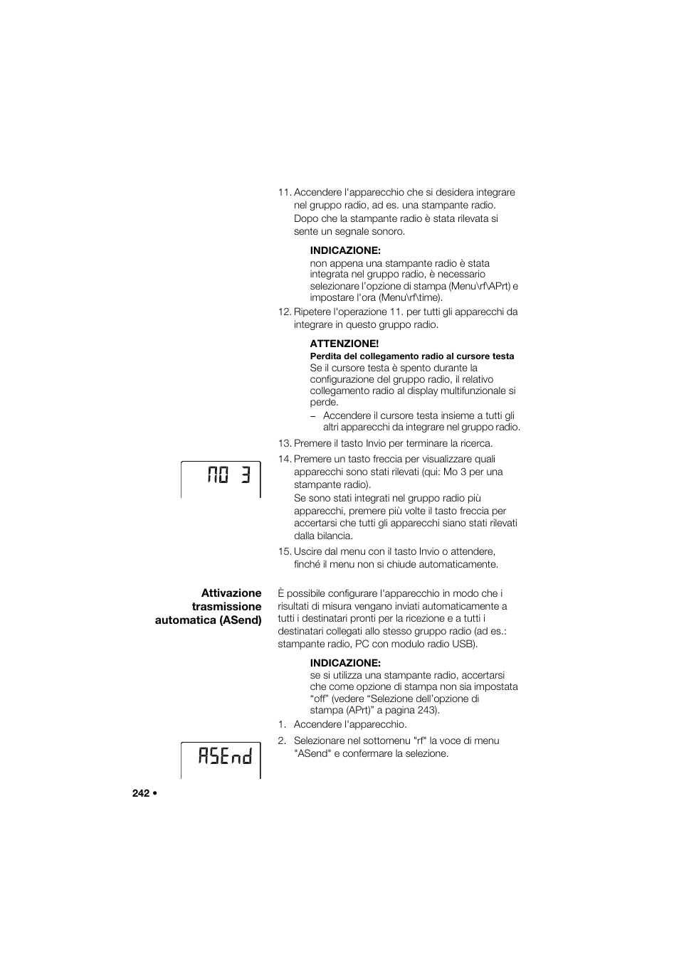 Attivazione trasmissione automatica (asend) | Seca 285 User Manual | Page 242 / 451
