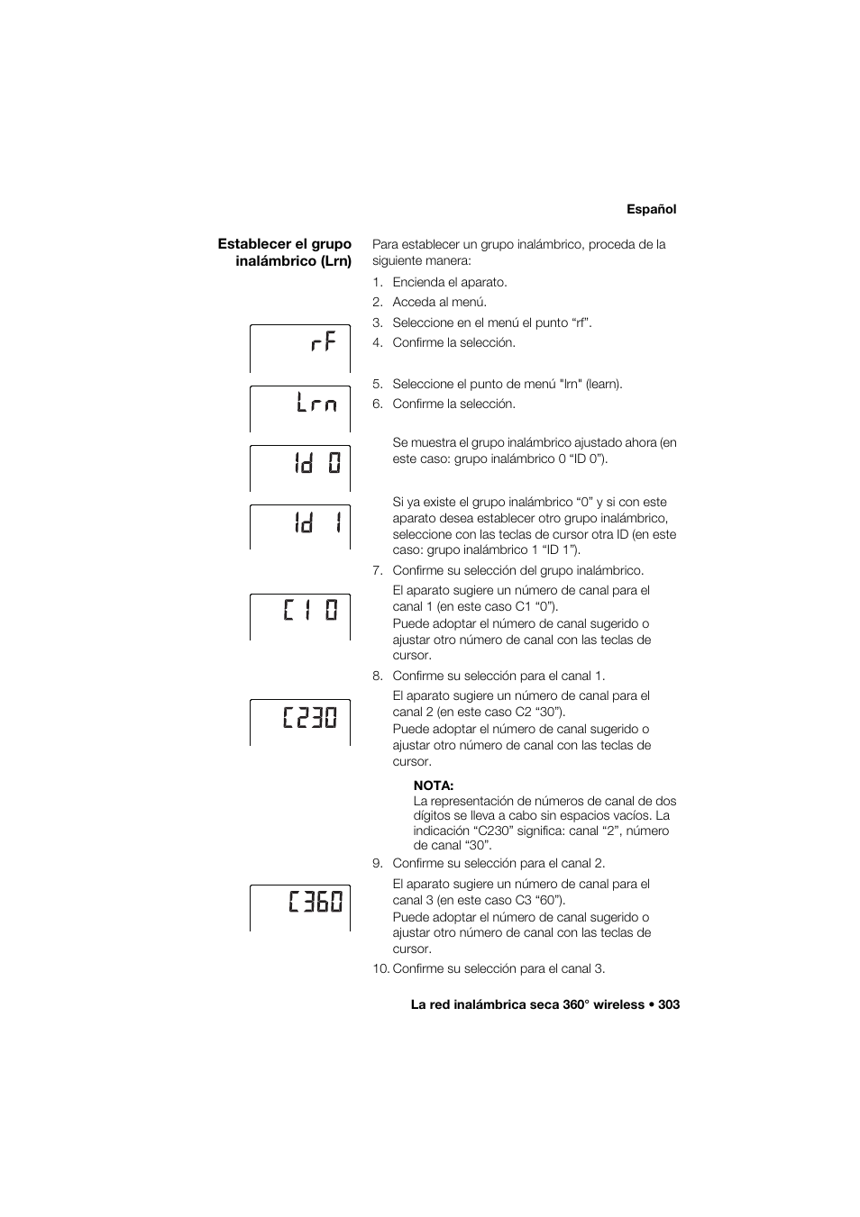 Establecer el grupo inalámbrico (lrn) | Seca 285 User Manual | Page 303 / 451