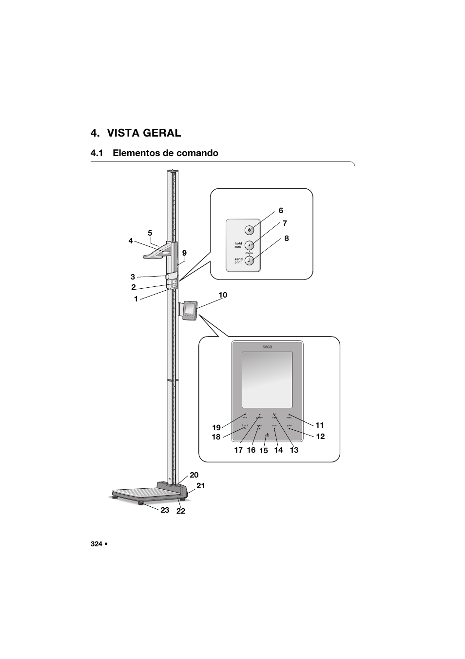 Vista geral, 1 elementos de comando | Seca 285 User Manual | Page 324 / 451