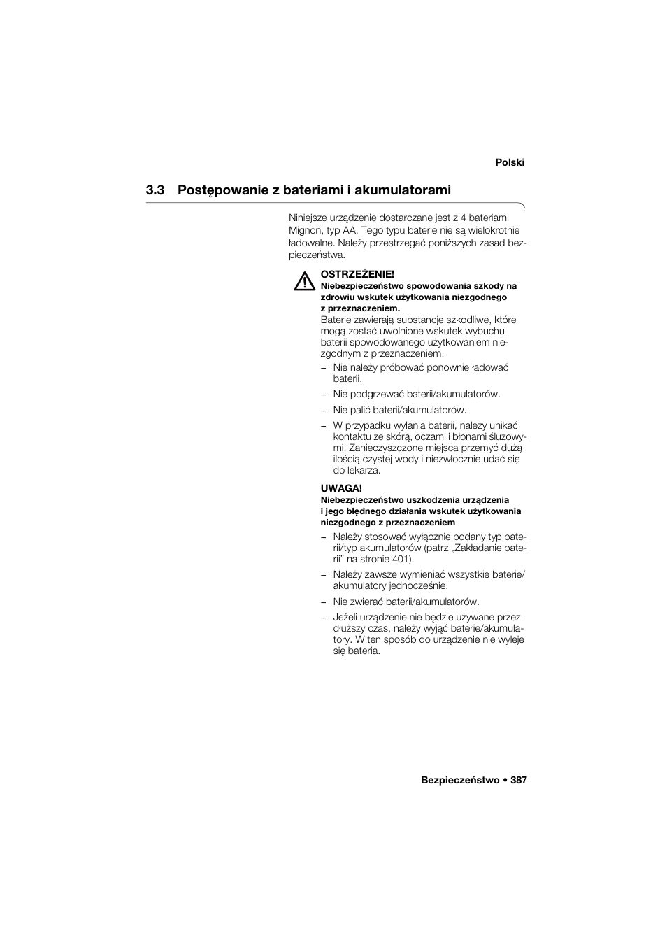 3 postępowanie z bateriami i akumulatorami | Seca 285 User Manual | Page 387 / 451