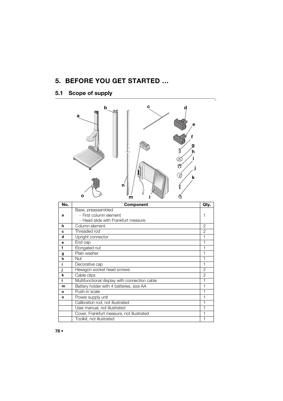 Before you get started, 1 scope of supply | Seca 285 User Manual | Page 78 / 451