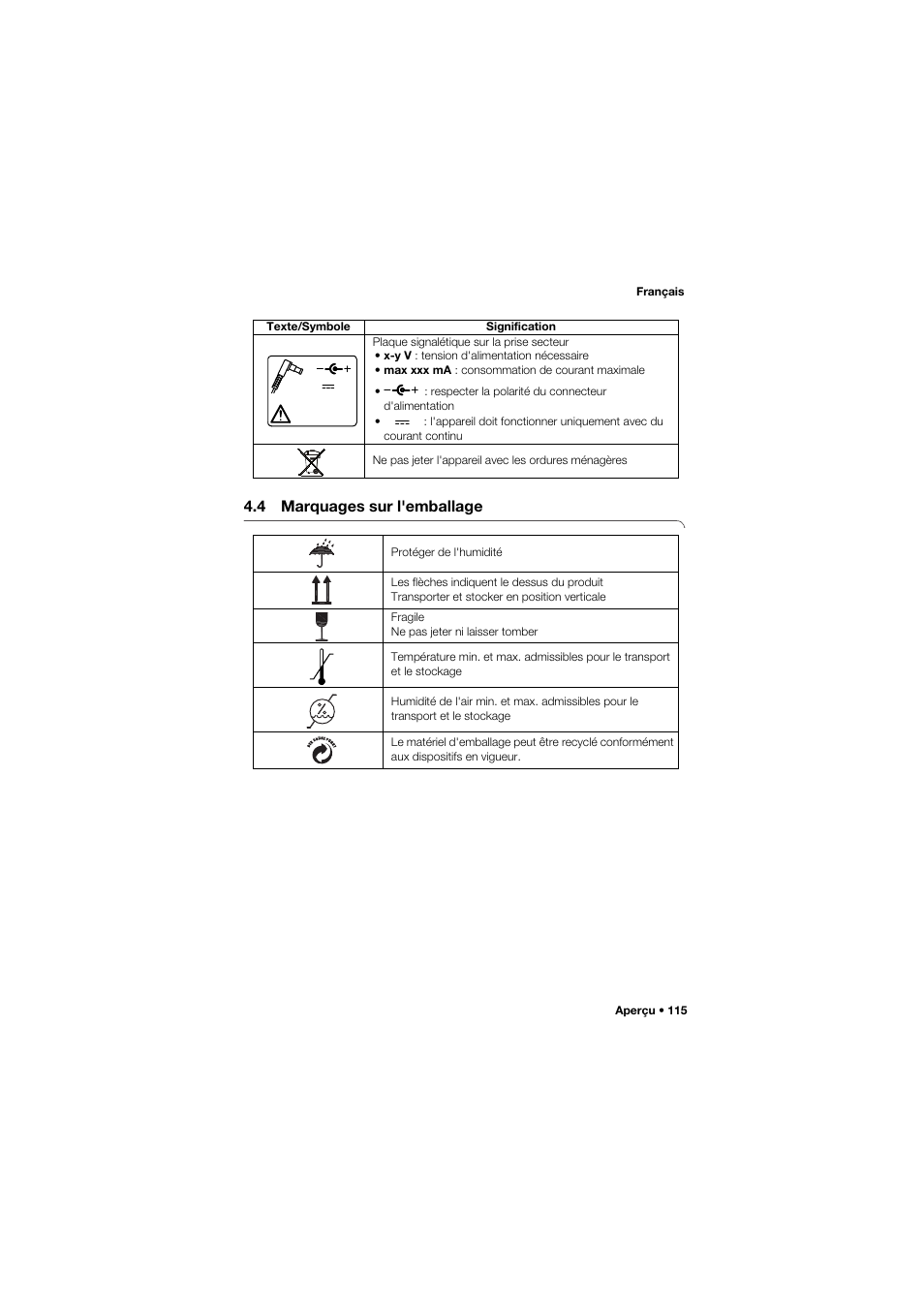 4 marquages sur l'emballage | Seca 657 User Manual | Page 115 / 357