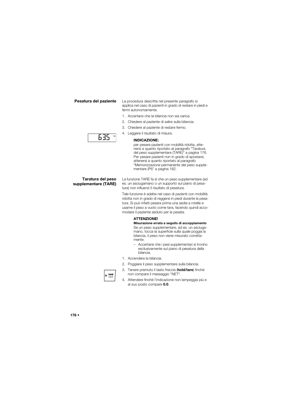 Pesatura del paziente, Taratura del peso supplementare (tare) | Seca 657 User Manual | Page 176 / 357