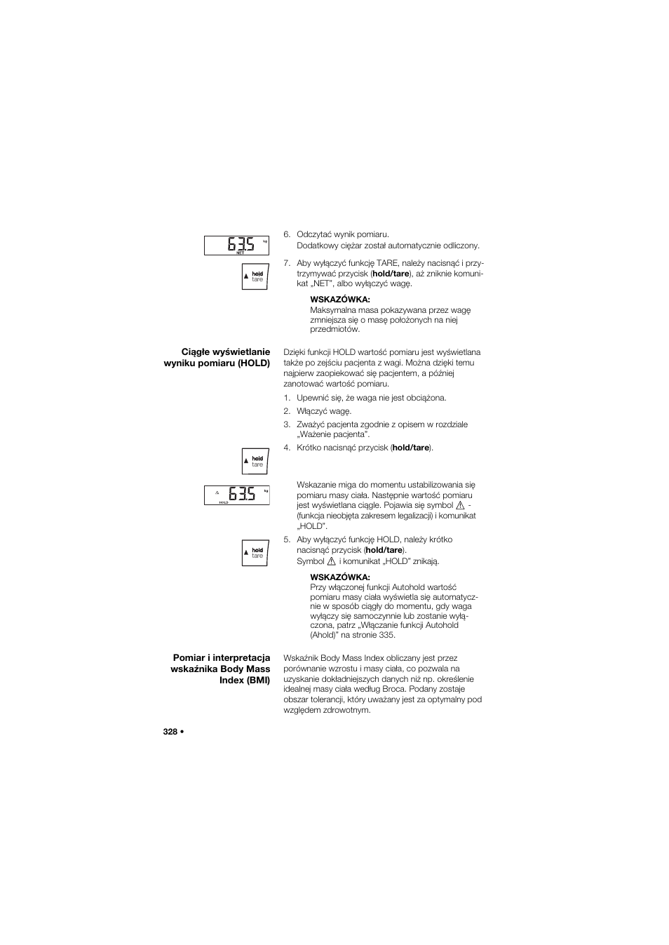 Ciągłe wyświetlanie wyniku pomiaru (hold) | Seca 657 User Manual | Page 328 / 357