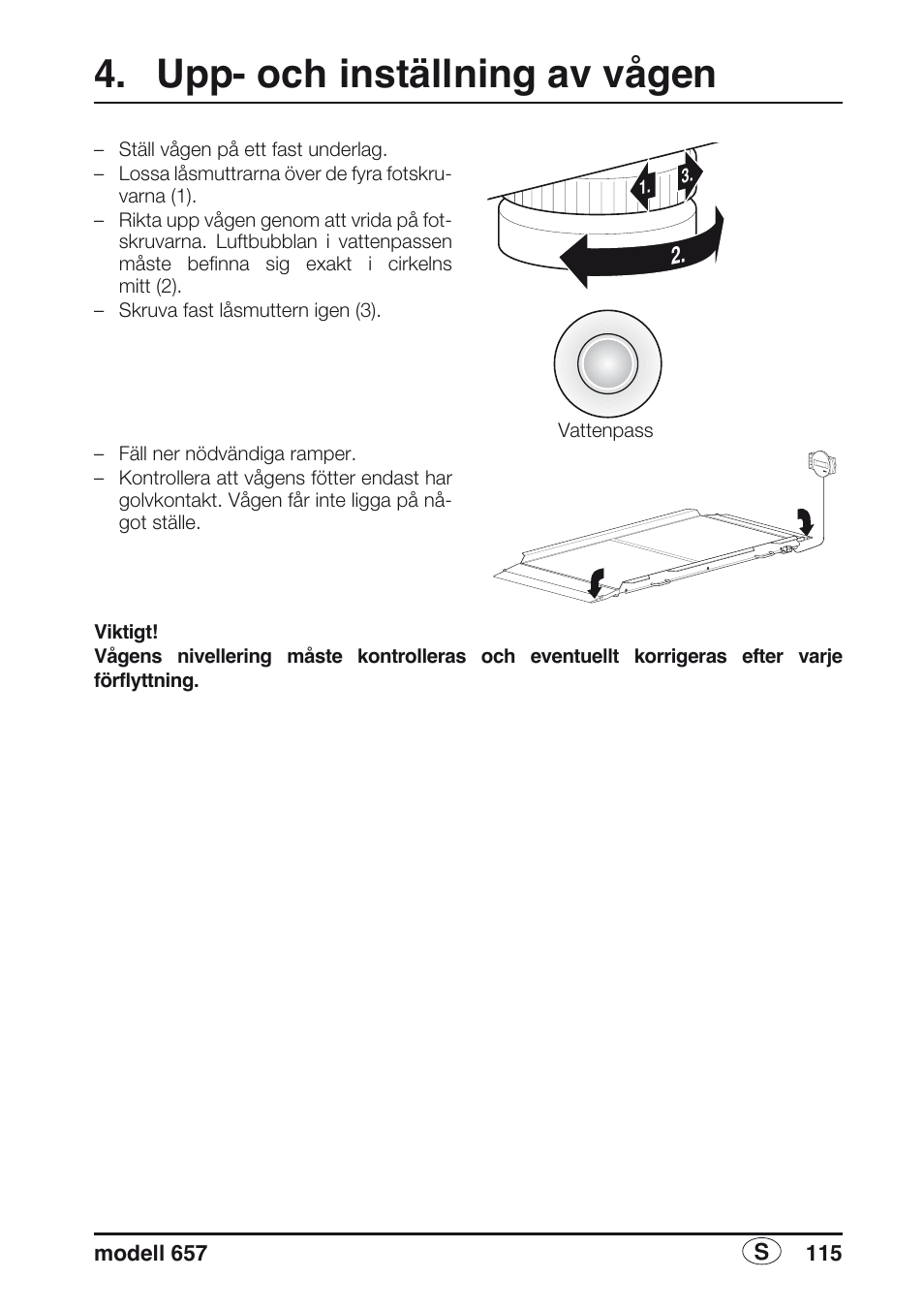 Upp- och inställning av vågen, Libelle | Seca 657 User Manual | Page 115 / 240