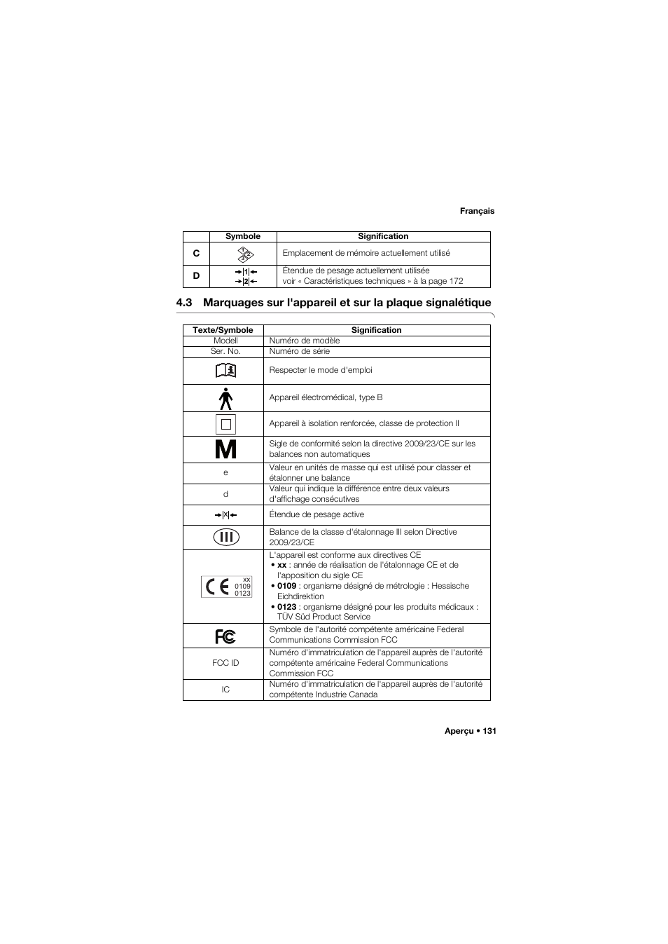 3 marquages sur l'appareil et, Sur la plaque signalétique | Seca 645 User Manual | Page 131 / 417