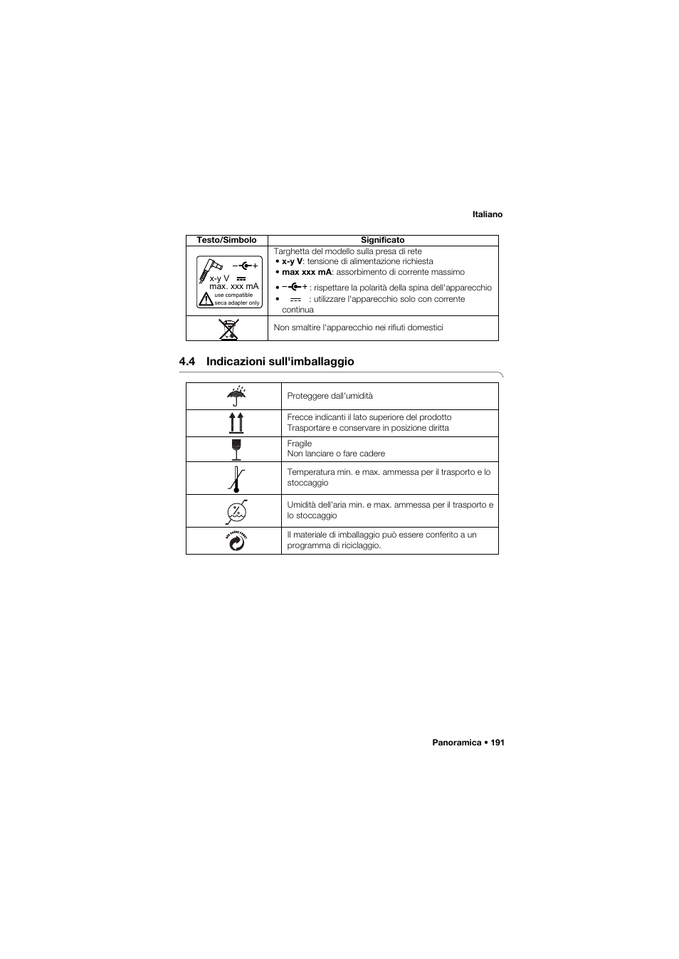 4 indicazioni sull'imballaggio | Seca 645 User Manual | Page 191 / 417