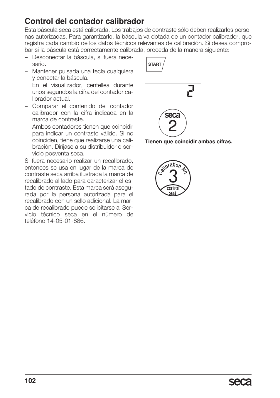 Control del contador calibrador | Seca 685 User Manual | Page 102 / 292