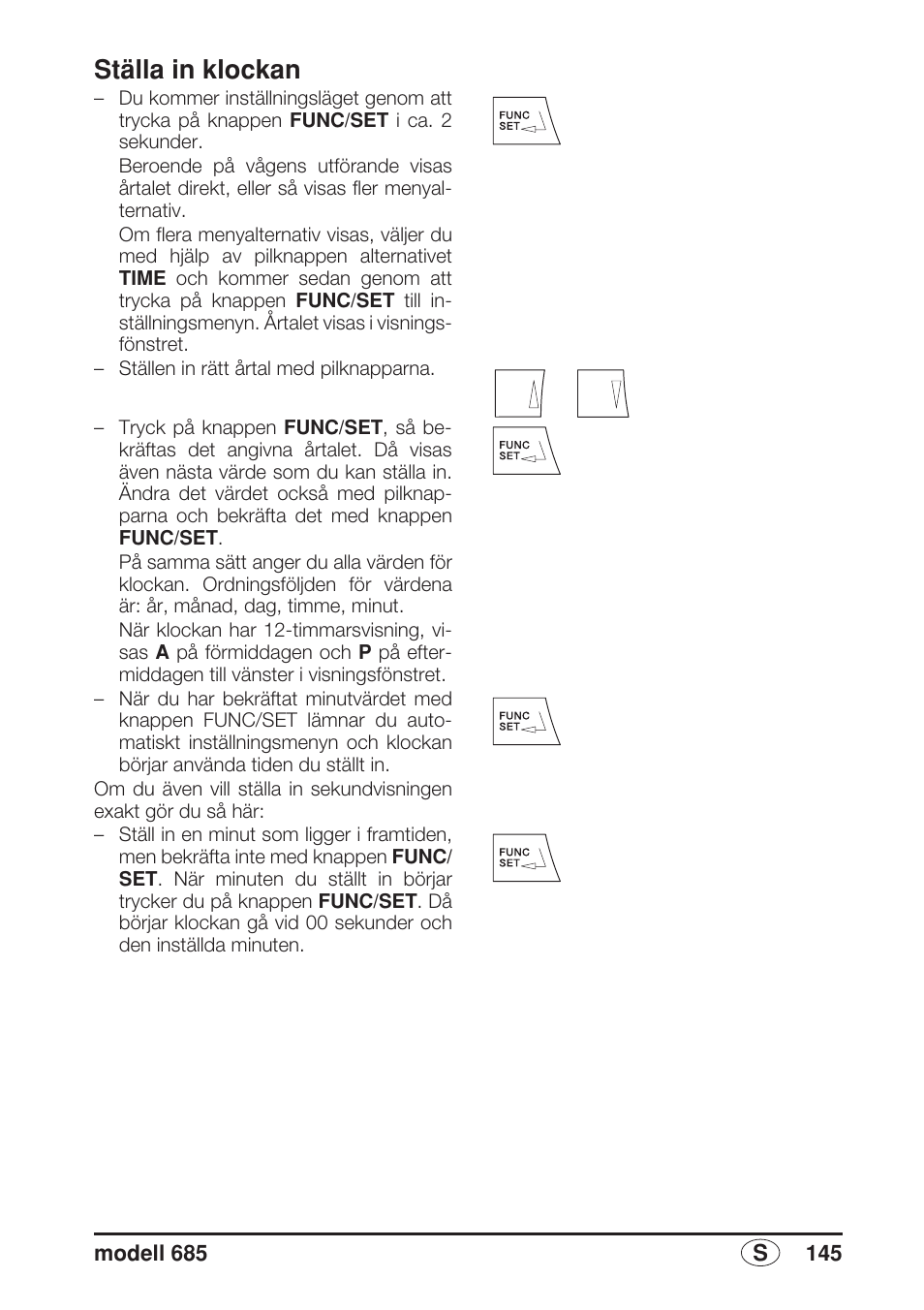Ställa in klockan | Seca 685 User Manual | Page 145 / 292