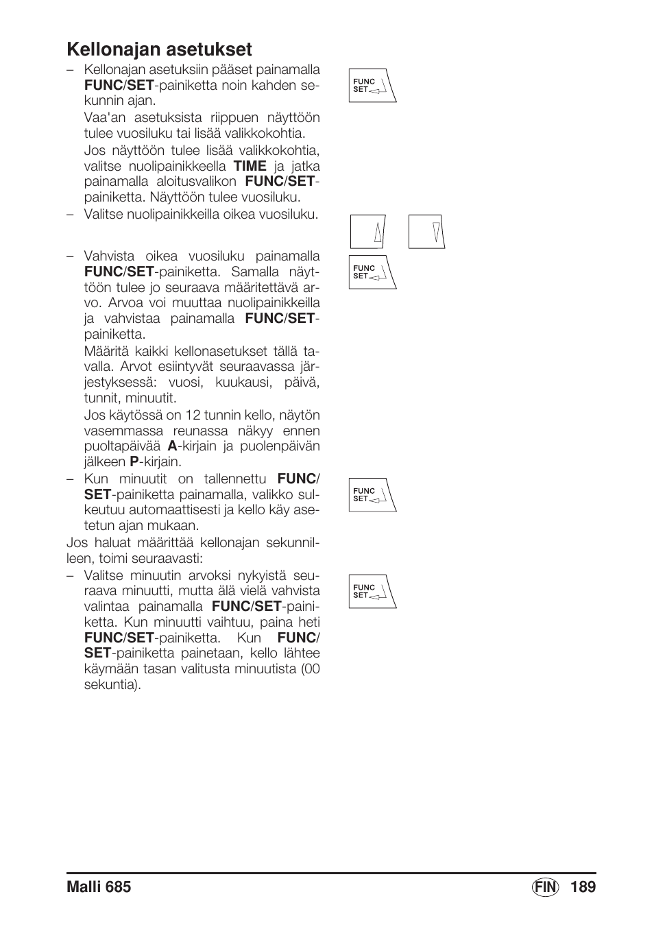 Kellonajan asetukset | Seca 685 User Manual | Page 189 / 292