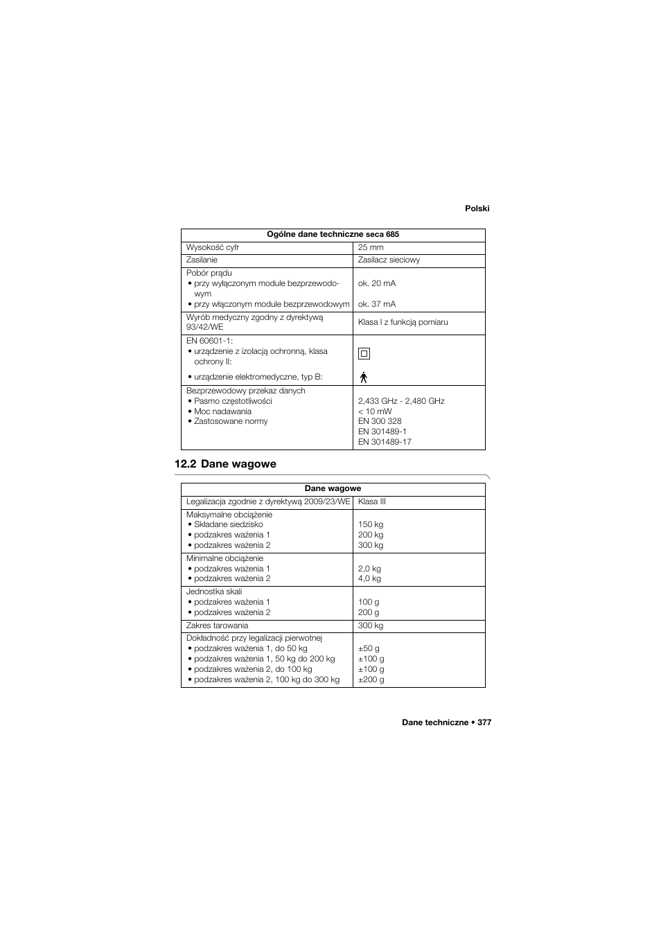 2 dane wagowe | Seca 685 User Manual | Page 377 / 385