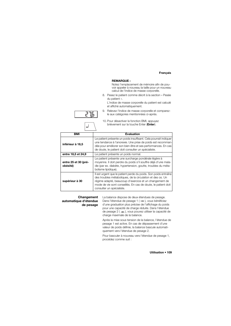 Changement automatique d'étendue de pesage | Seca 675 User Manual | Page 109 / 292