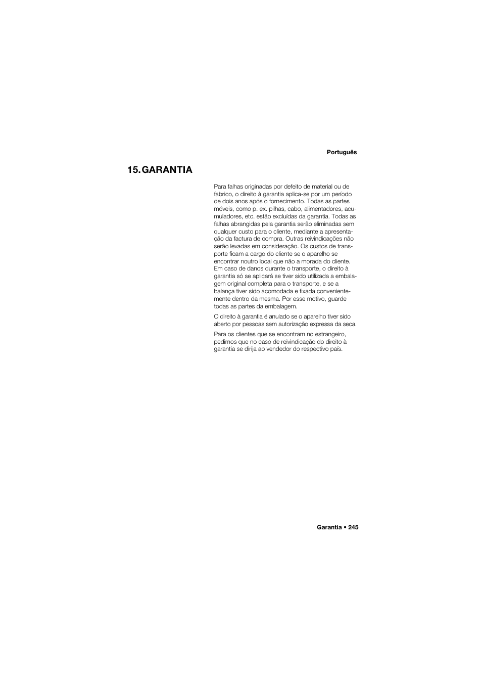 Garantia | Seca 675 User Manual | Page 245 / 292