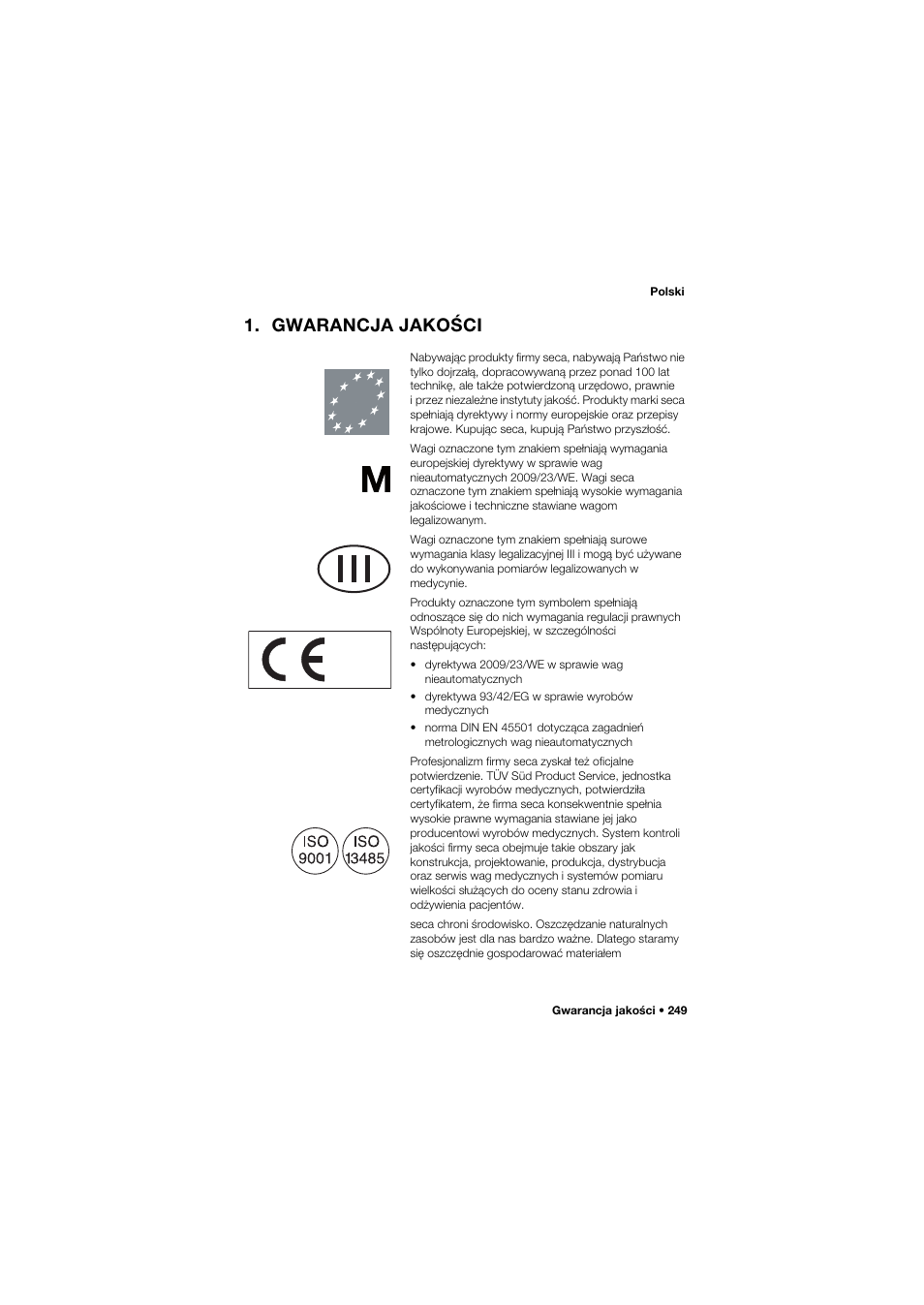 Gwarancja jakości | Seca 675 User Manual | Page 249 / 292