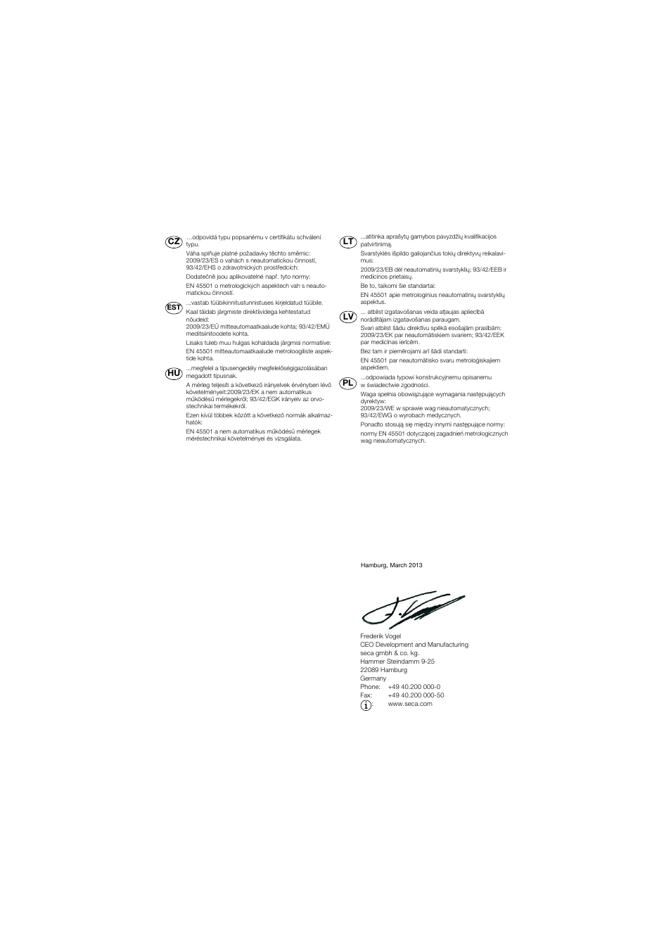 Seca 675 User Manual | Page 292 / 292