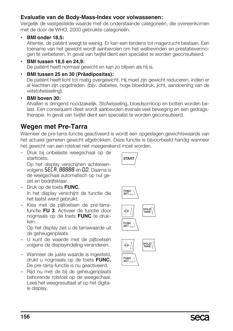 Wegen met pre-tarra | Seca 675 User Manual | Page 156 / 214