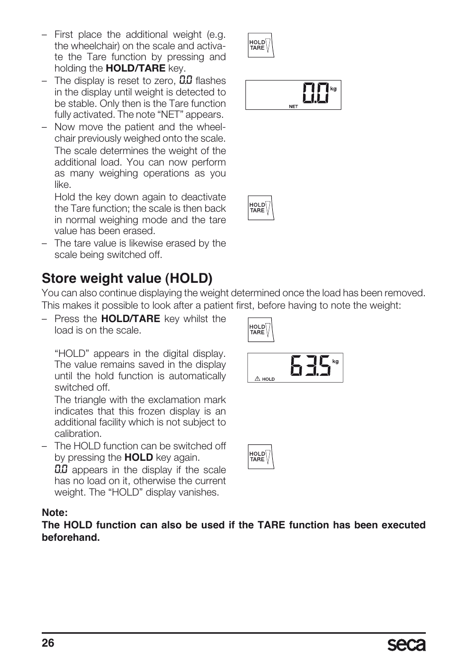 Store weight value (hold) | Seca 675 User Manual | Page 26 / 214