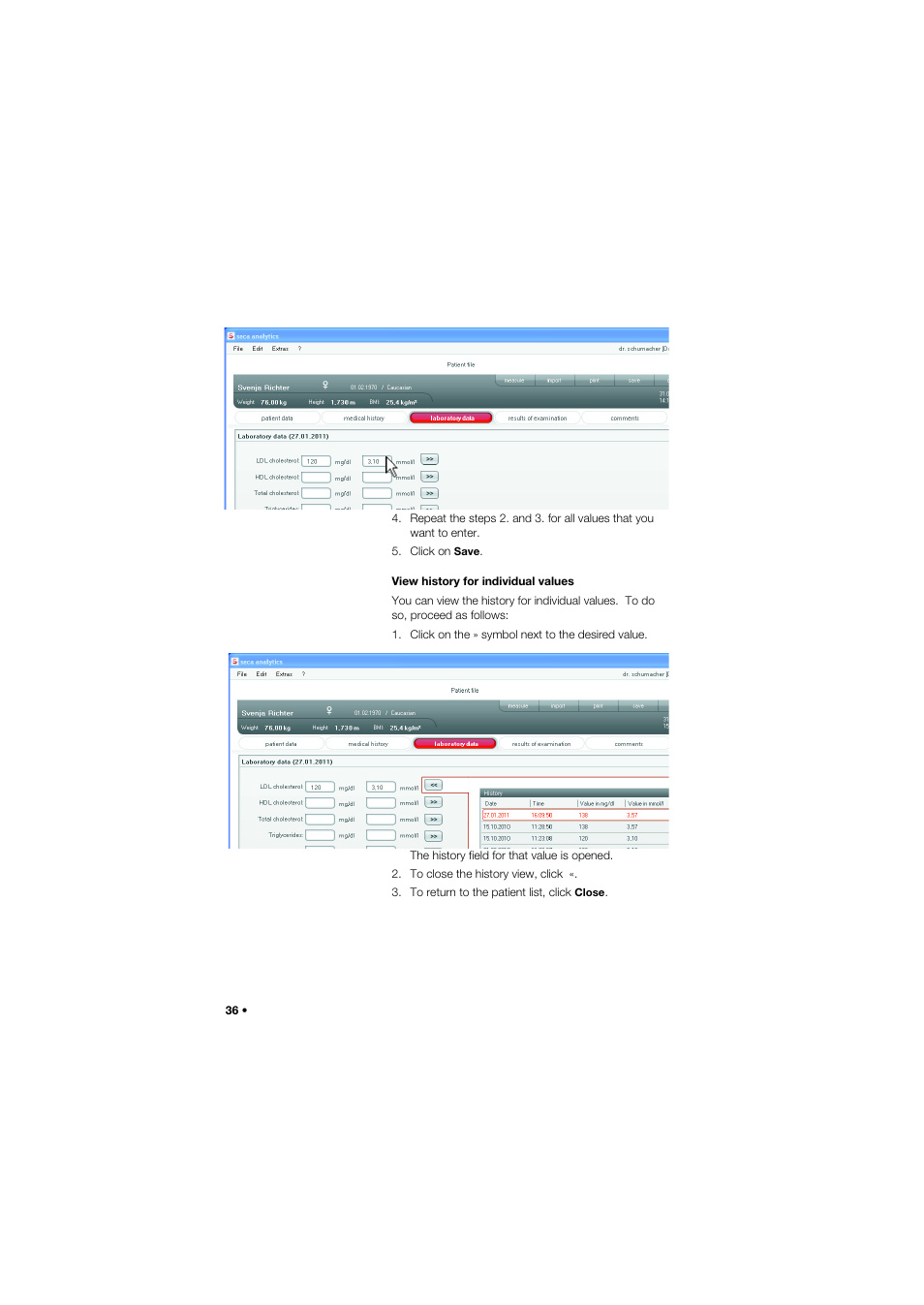 Seca Analitics 115 User Manual | Page 36 / 77