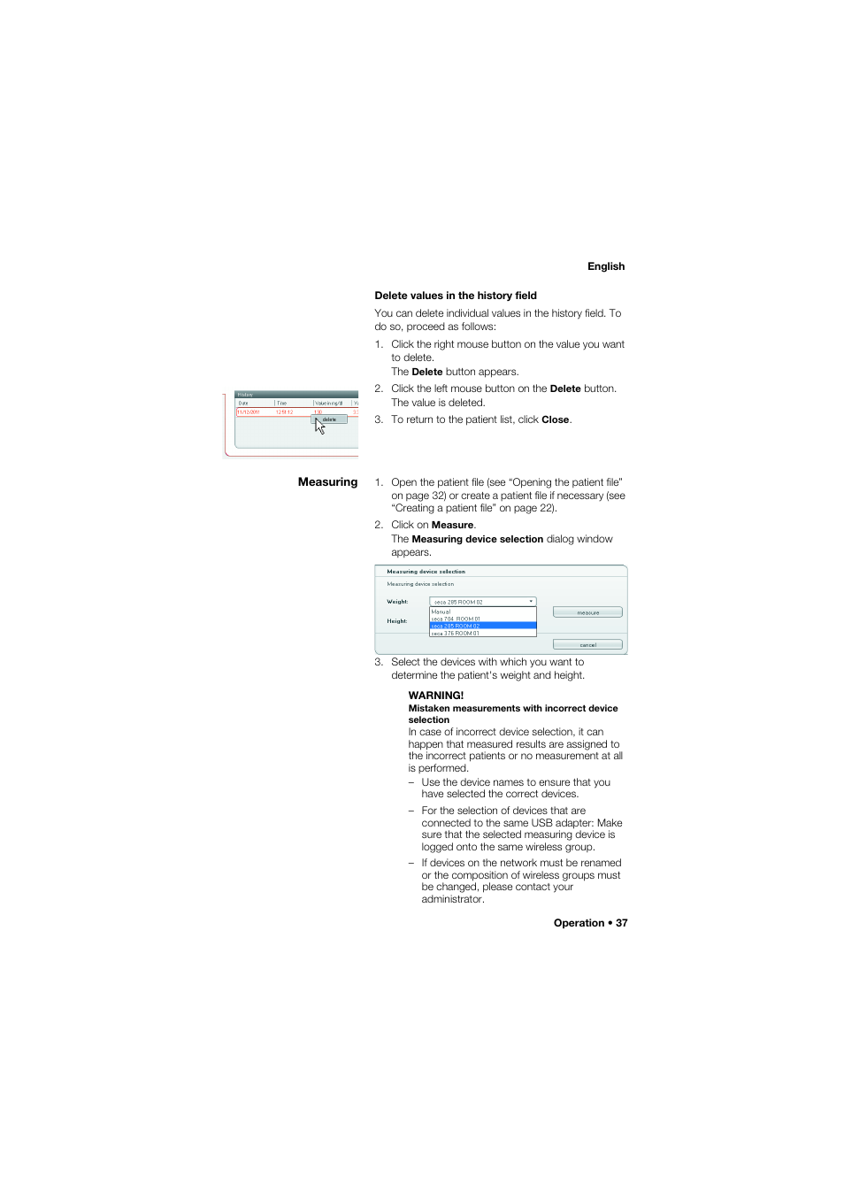 Measuring | Seca Analitics 115 User Manual | Page 37 / 77