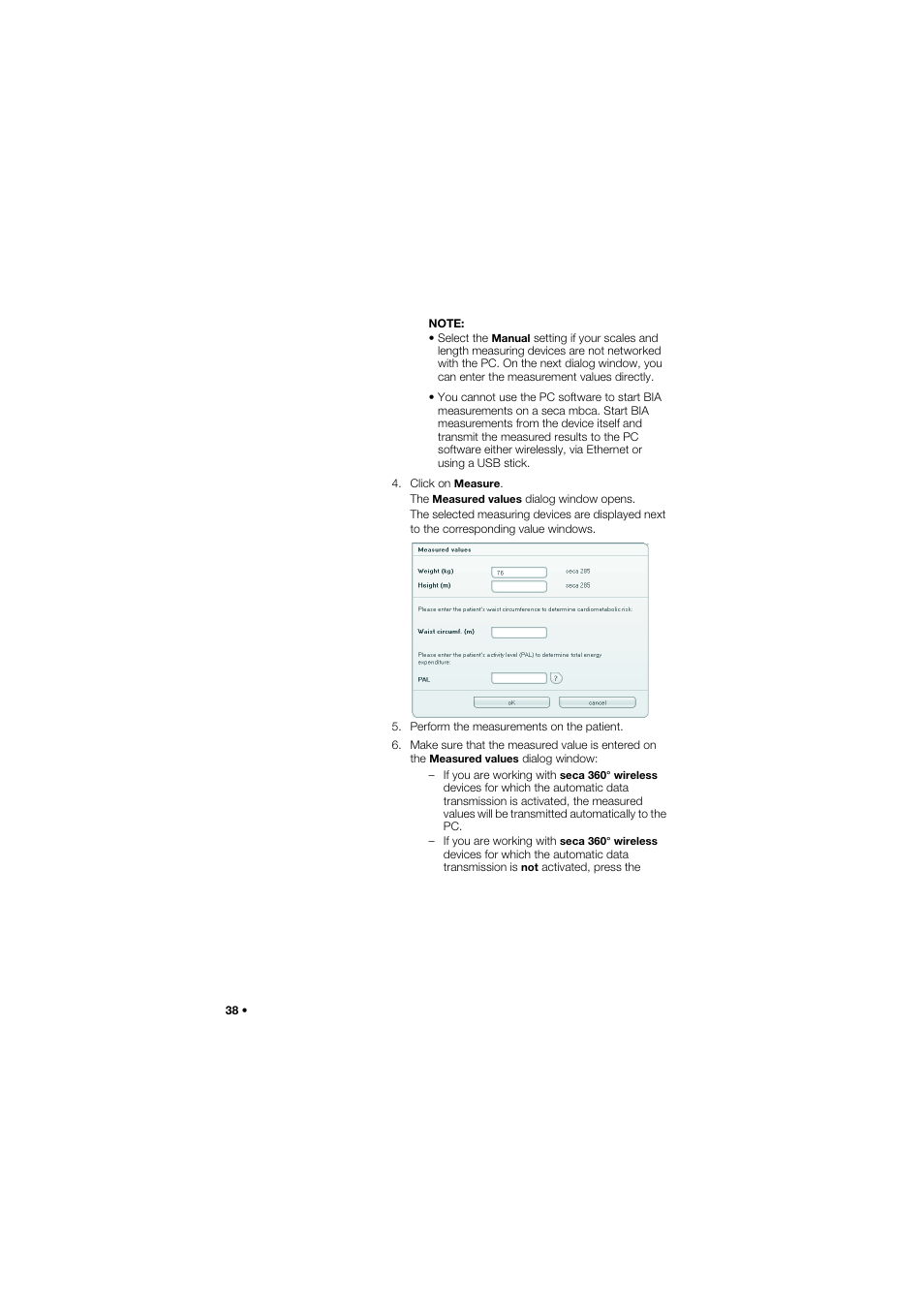 Seca Analitics 115 User Manual | Page 38 / 77