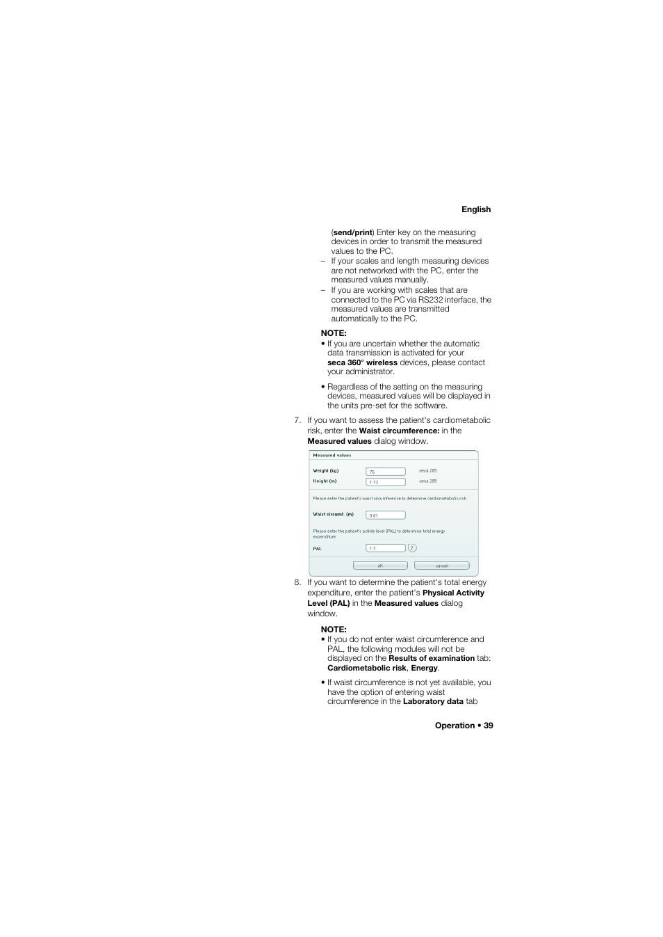 Seca Analitics 115 User Manual | Page 39 / 77