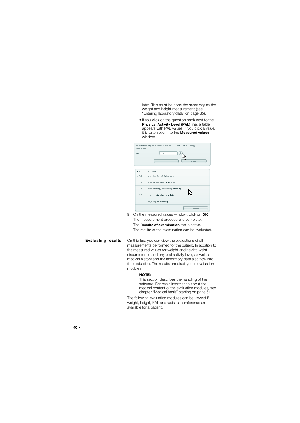 Evaluating results | Seca Analitics 115 User Manual | Page 40 / 77