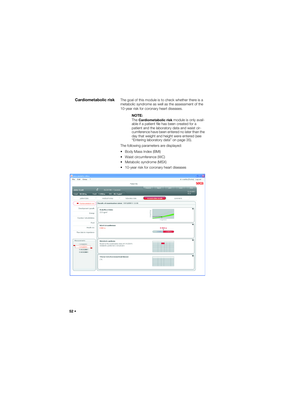 Cardiometabolic risk | Seca Analitics 115 User Manual | Page 52 / 77