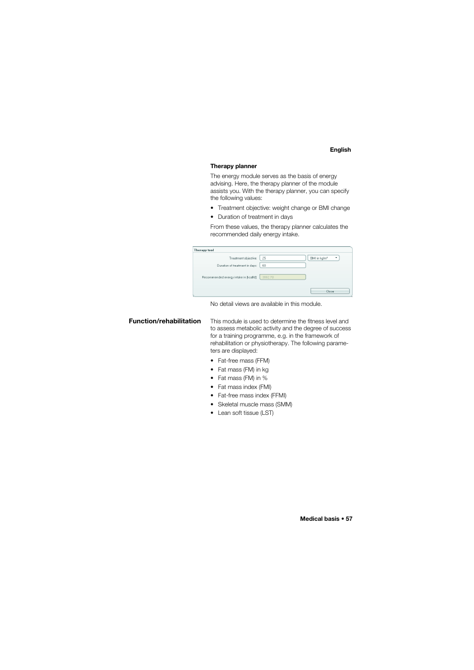 Function/rehabilitation | Seca Analitics 115 User Manual | Page 57 / 77