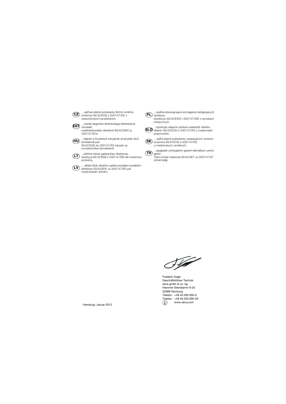 Seca Analitics 115 User Manual | Page 77 / 77