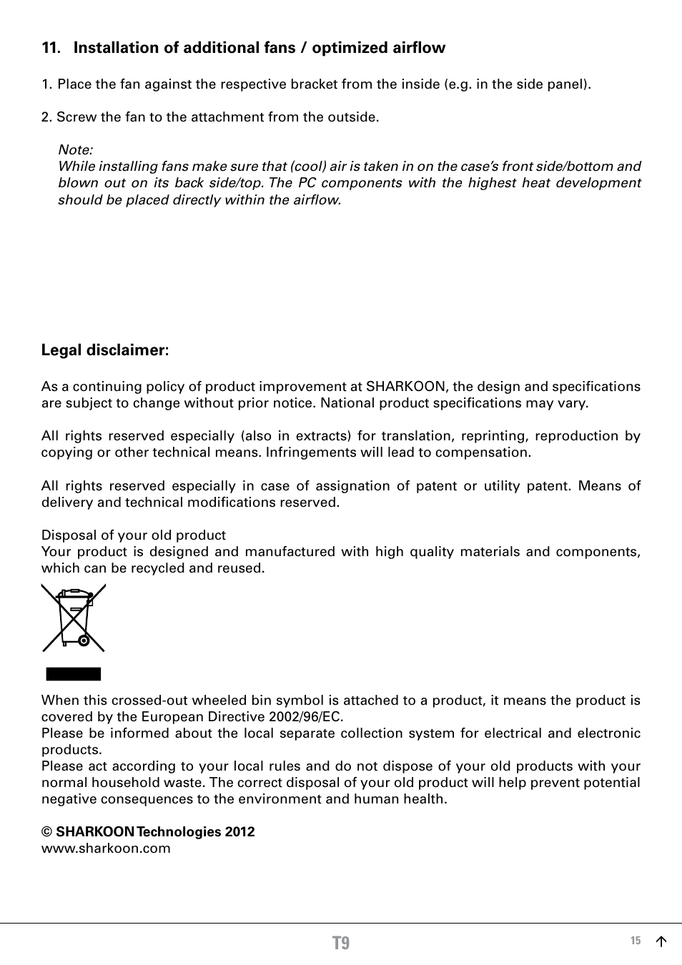 SHARKOON T9 Economy User Manual | Page 15 / 15