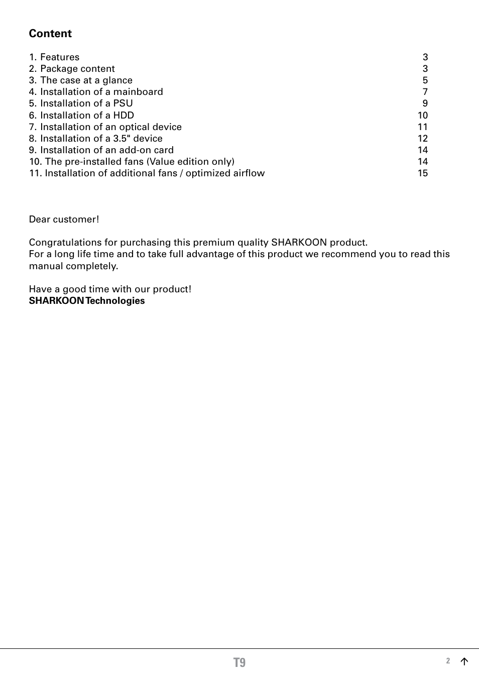 SHARKOON T9 Economy User Manual | Page 2 / 15