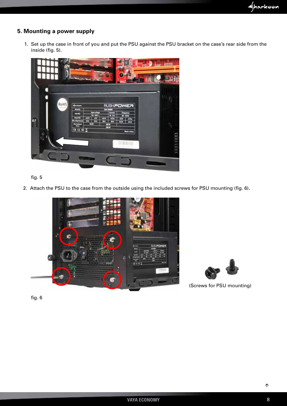 Mounting, Power, Supply | SHARKOON Vaya Value User Manual | Page 10 / 15