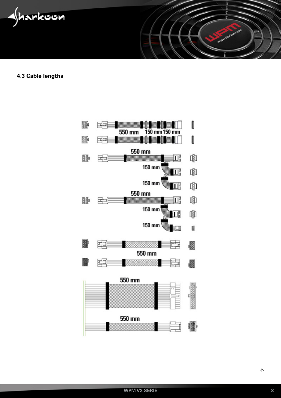 Cable, Lengths | SHARKOON WPM V2 User Manual | Page 8 / 13