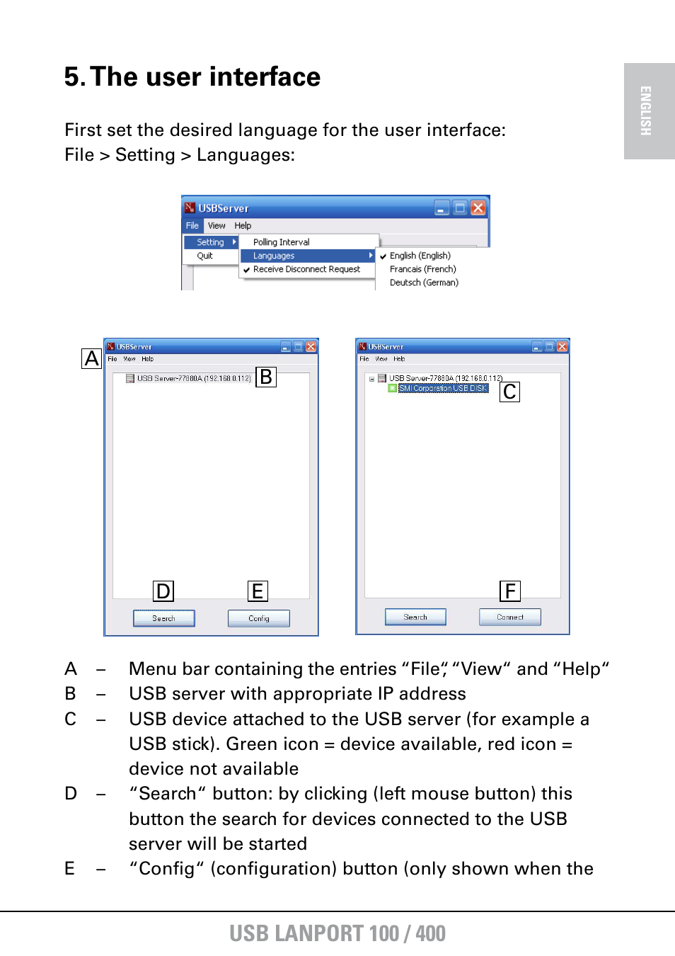 The user interface | SHARKOON USB LANPort 400 User Manual | Page 7 / 27