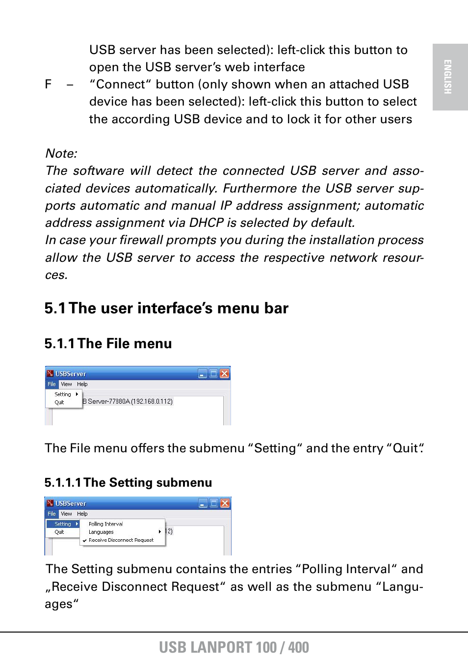 1 the user interface’s menu bar | SHARKOON USB LANPort 400 User Manual | Page 8 / 27