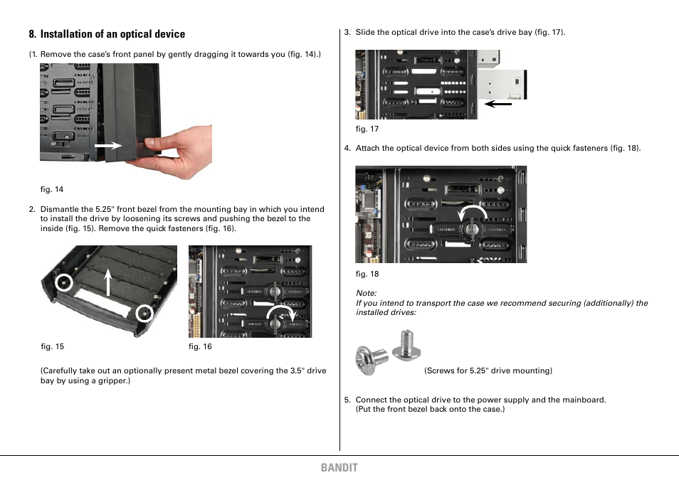 Bandit 8. installation of an optical device | SHARKOON Bandit User Manual | Page 8 / 12