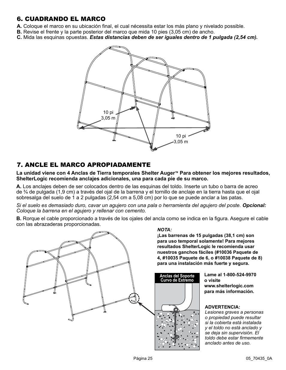 ShelterLogic 70435 10 x 10 x 8 Shed-in-a-Box RoundTop User Manual | Page 25 / 27