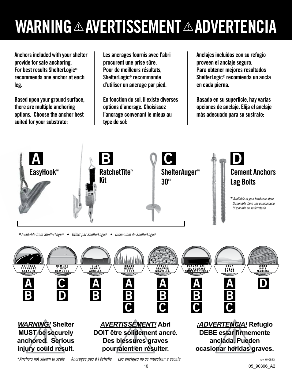 Warning avertissement advertencia | ShelterLogic 90396 Firewood Seasoning Shed 10 x 10 x 8 User Manual | Page 10 / 27