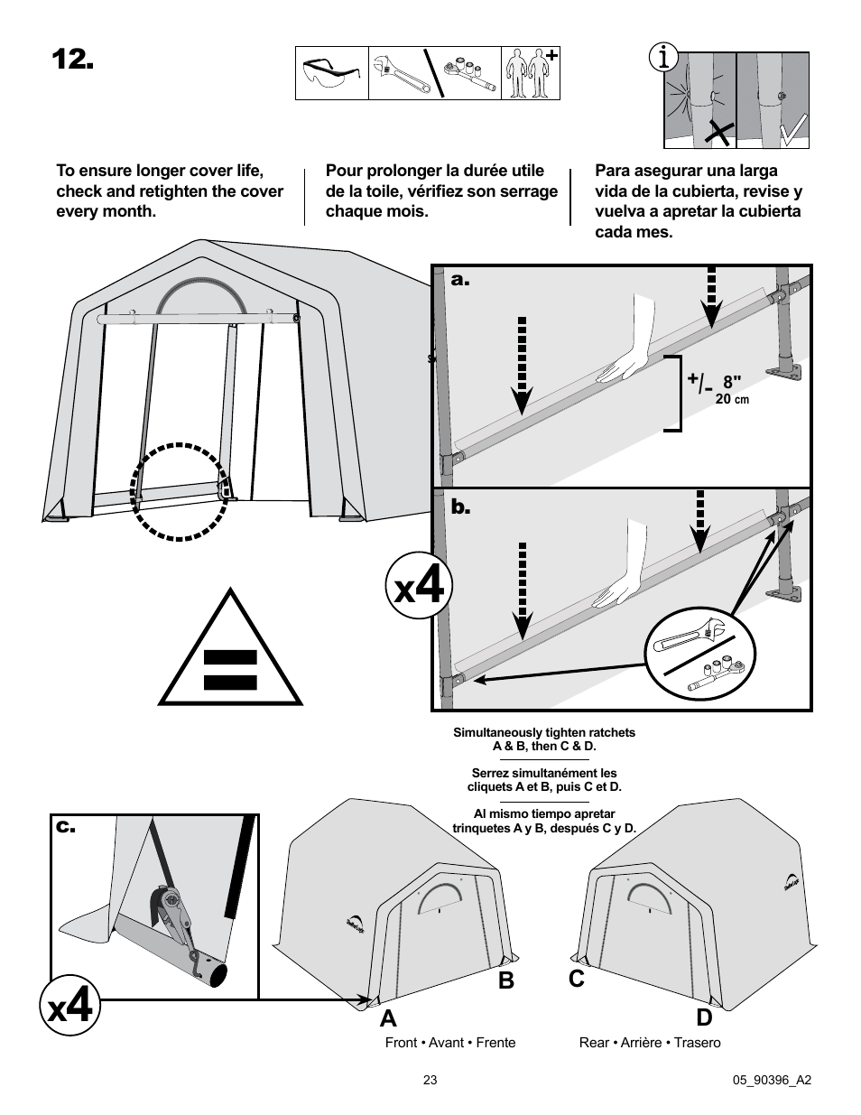 Ab c d | ShelterLogic 90396 Firewood Seasoning Shed 10 x 10 x 8 User Manual | Page 23 / 27