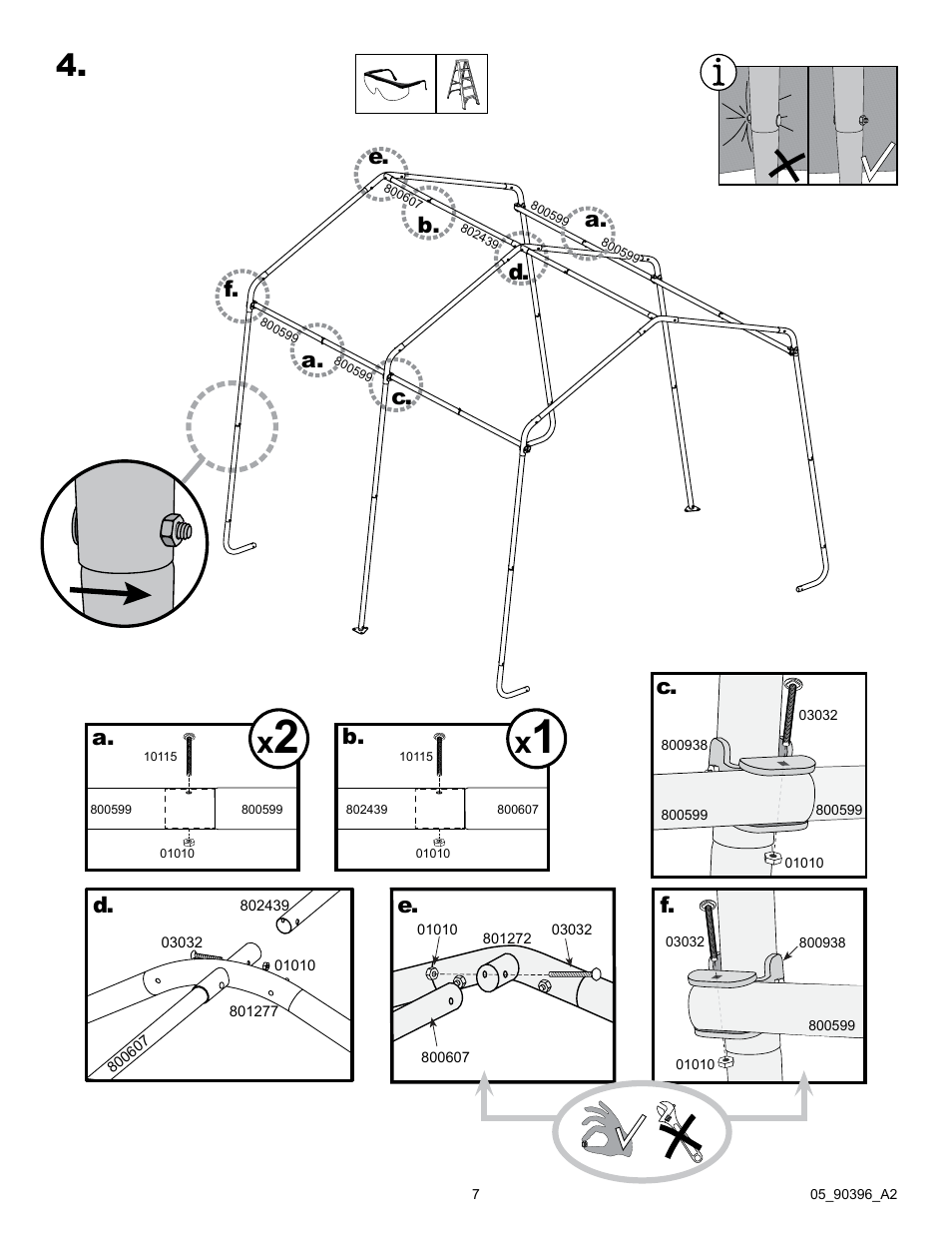 E. c. c. d. d. e. b. b. a. f. f. a | ShelterLogic 90396 Firewood Seasoning Shed 10 x 10 x 8 User Manual | Page 7 / 27