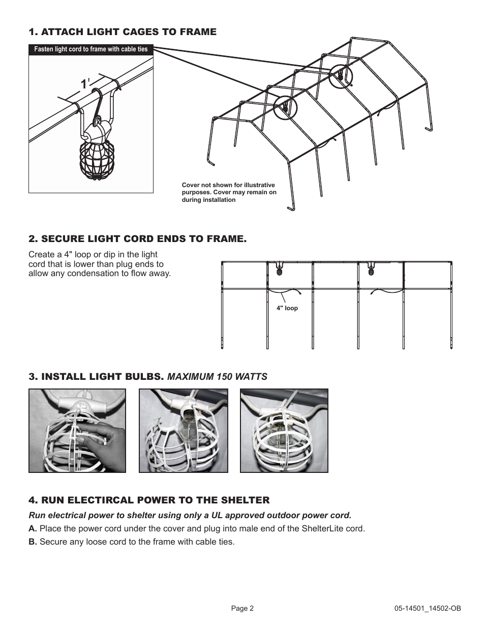 ShelterLogic 14501 ShelterLite Lighting Kit User Manual | Page 2 / 6